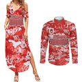 St. George Illawarra Dragons Rugby Couples Matching Summer Maxi Dress and Long Sleeve Button Shirt Graffiti Typography Urban Camo Abstract Street Style