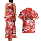 St. George Illawarra Dragons Rugby Couples Matching Tank Maxi Dress and Hawaiian Shirt Graffiti Typography Urban Camo Abstract Street Style