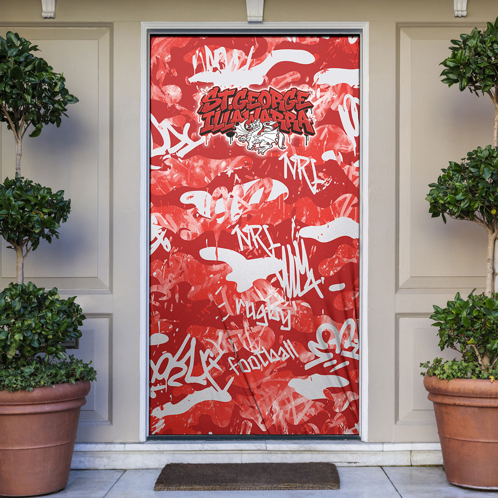 St. George Illawarra Dragons Rugby Door Cover Graffiti Typography Urban Camo Abstract Street Style