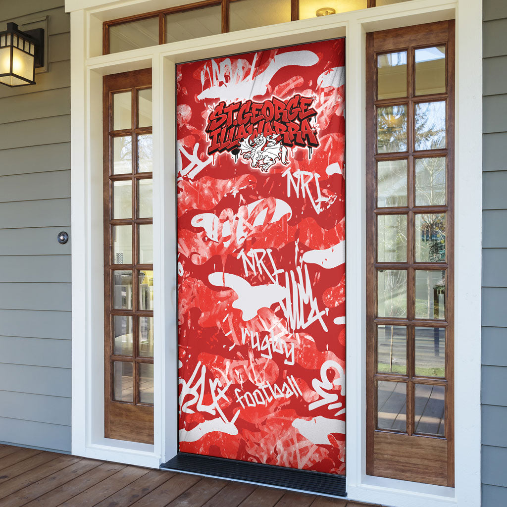 St. George Illawarra Dragons Rugby Door Cover Graffiti Typography Urban Camo Abstract Street Style