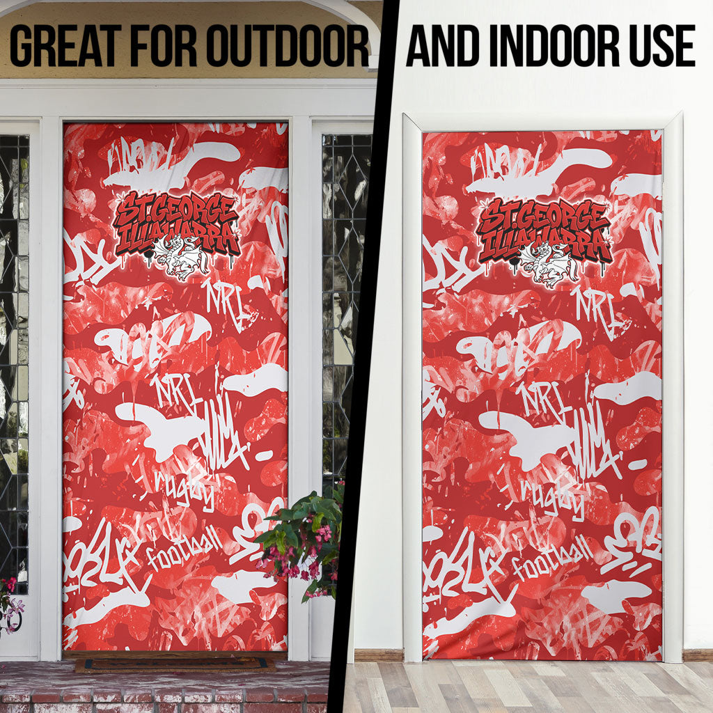 St. George Illawarra Dragons Rugby Door Cover Graffiti Typography Urban Camo Abstract Street Style