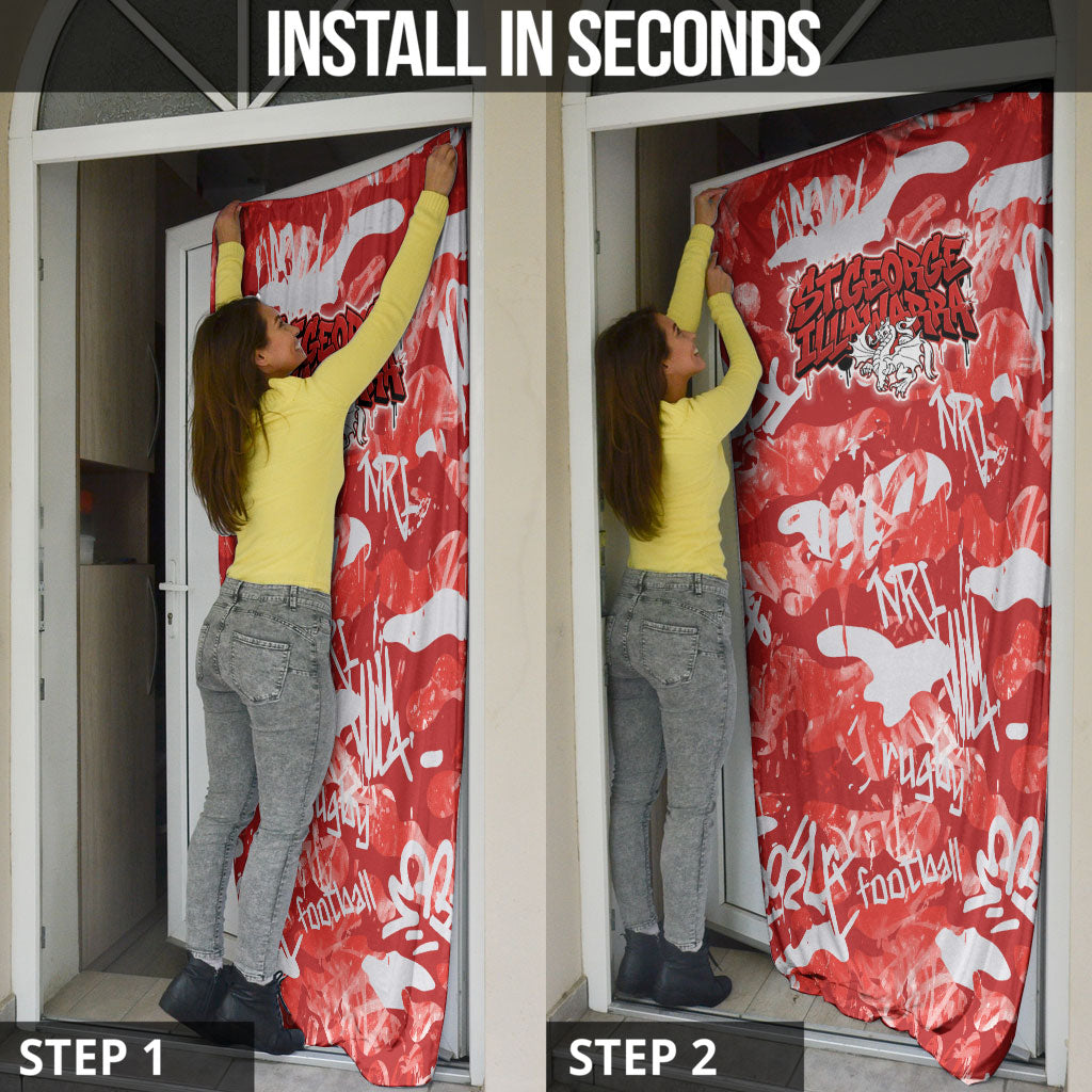 St. George Illawarra Dragons Rugby Door Cover Graffiti Typography Urban Camo Abstract Street Style