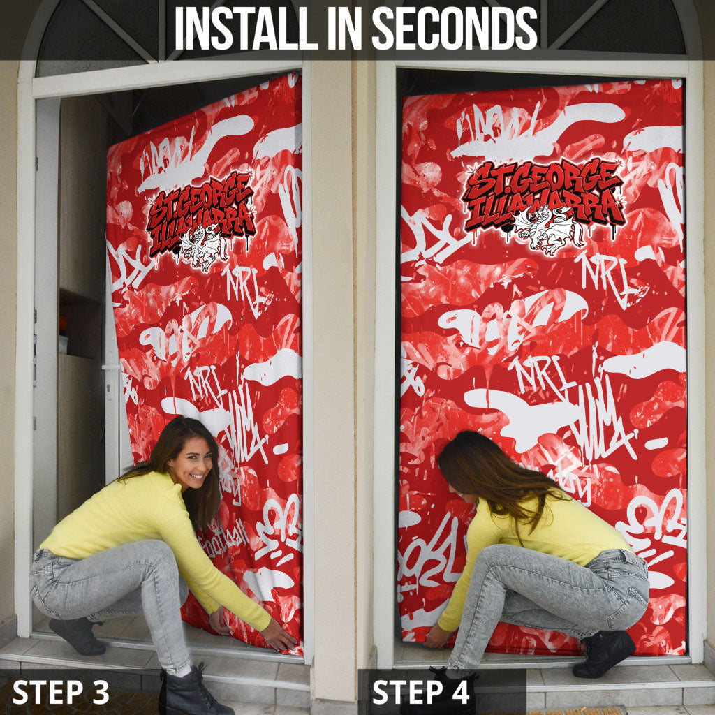 St. George Illawarra Dragons Rugby Door Cover Graffiti Typography Urban Camo Abstract Street Style