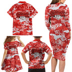 St. George Illawarra Dragons Rugby Family Matching Long Sleeve Bodycon Dress and Hawaiian Shirt Graffiti Typography Urban Camo Abstract Street Style
