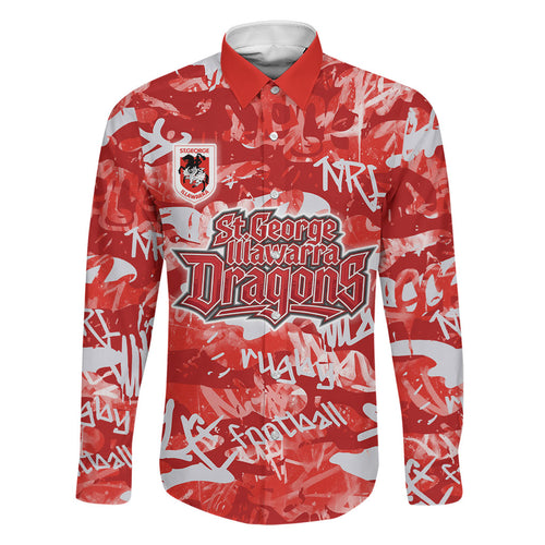 St. George Illawarra Dragons Rugby Family Matching Mermaid Dress and Hawaiian Shirt Graffiti Typography Urban Camo Abstract Street Style