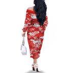 St. George Illawarra Dragons Rugby Family Matching Off The Shoulder Long Sleeve Dress and Hawaiian Shirt Graffiti Typography Urban Camo Abstract Street Style