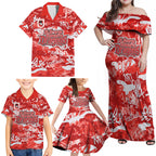 St. George Illawarra Dragons Rugby Family Matching Off Shoulder Maxi Dress and Hawaiian Shirt Graffiti Typography Urban Camo Abstract Street Style
