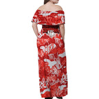 St. George Illawarra Dragons Rugby Family Matching Off Shoulder Maxi Dress and Hawaiian Shirt Graffiti Typography Urban Camo Abstract Street Style