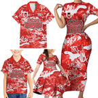 St. George Illawarra Dragons Rugby Family Matching Short Sleeve Bodycon Dress and Hawaiian Shirt Graffiti Typography Urban Camo Abstract Street Style