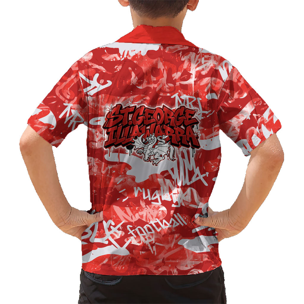 St. George Illawarra Dragons Rugby Family Matching Short Sleeve Bodycon Dress and Hawaiian Shirt Graffiti Typography Urban Camo Abstract Street Style