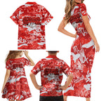 St. George Illawarra Dragons Rugby Family Matching Short Sleeve Bodycon Dress and Hawaiian Shirt Graffiti Typography Urban Camo Abstract Street Style