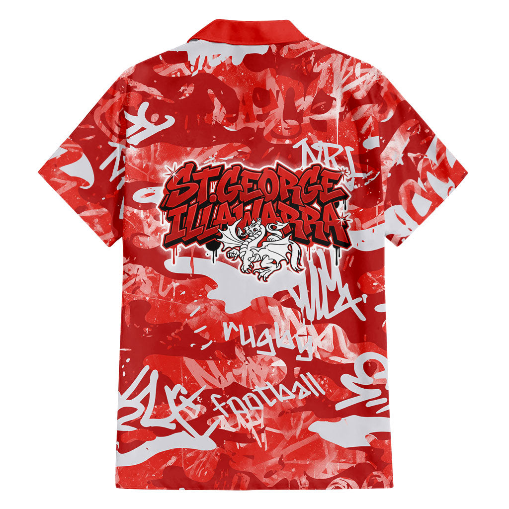 St. George Illawarra Dragons Rugby Family Matching Short Sleeve Bodycon Dress and Hawaiian Shirt Graffiti Typography Urban Camo Abstract Street Style