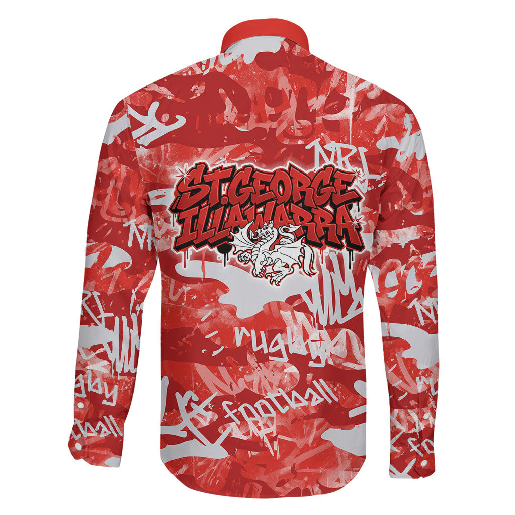St. George Illawarra Dragons Rugby Family Matching Short Sleeve Bodycon Dress and Hawaiian Shirt Graffiti Typography Urban Camo Abstract Street Style
