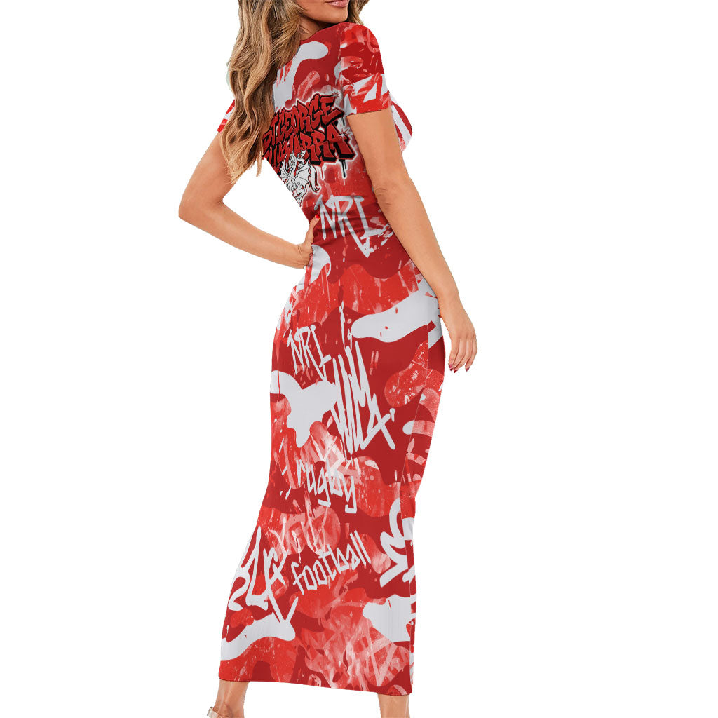 St. George Illawarra Dragons Rugby Family Matching Short Sleeve Bodycon Dress and Hawaiian Shirt Graffiti Typography Urban Camo Abstract Street Style