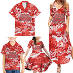 St. George Illawarra Dragons Rugby Family Matching Summer Maxi Dress and Hawaiian Shirt Graffiti Typography Urban Camo Abstract Street Style