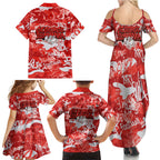 St. George Illawarra Dragons Rugby Family Matching Summer Maxi Dress and Hawaiian Shirt Graffiti Typography Urban Camo Abstract Street Style