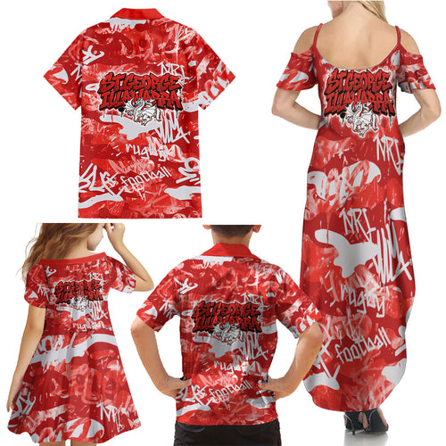 St. George Illawarra Dragons Rugby Family Matching Summer Maxi Dress and Hawaiian Shirt Graffiti Typography Urban Camo Abstract Street Style