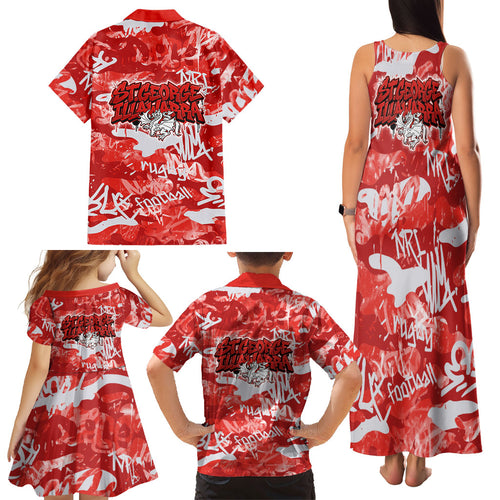 St. George Illawarra Dragons Rugby Family Matching Tank Maxi Dress and Hawaiian Shirt Graffiti Typography Urban Camo Abstract Street Style