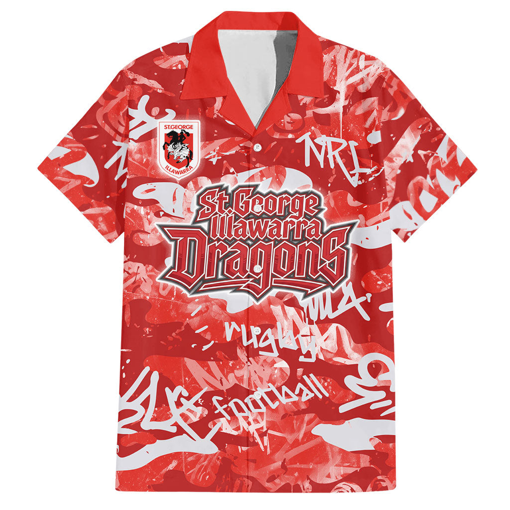 St. George Illawarra Dragons Rugby Hawaiian Shirt Graffiti Typography Urban Camo Abstract Street Style