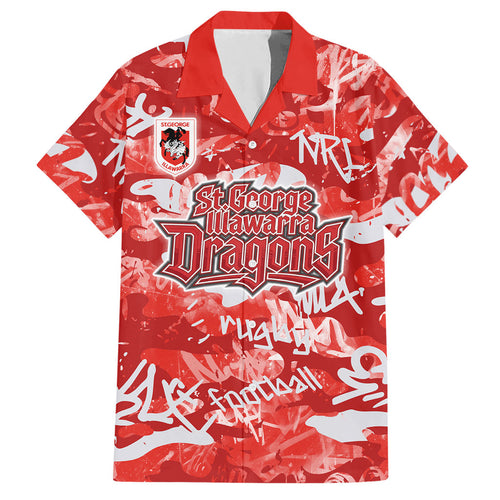 St. George Illawarra Dragons Rugby Hawaiian Shirt Graffiti Typography Urban Camo Abstract Street Style