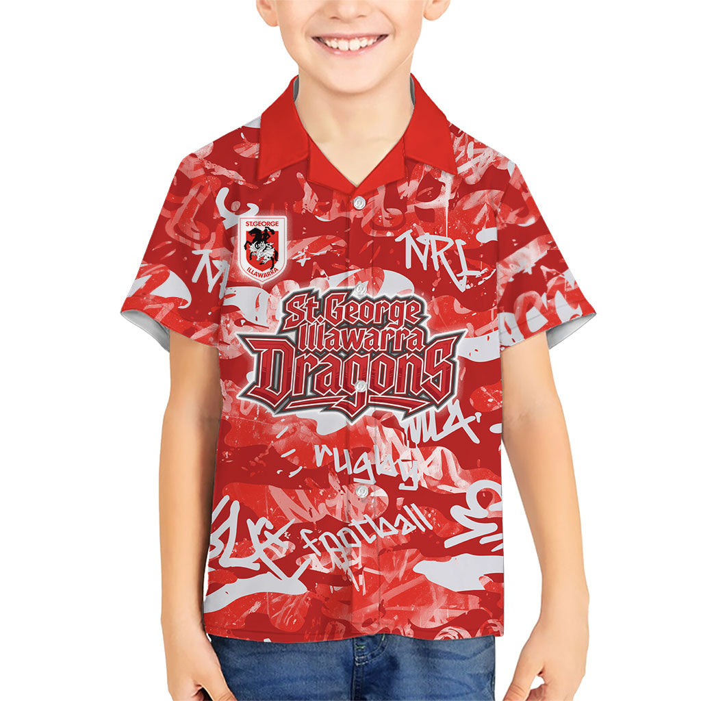 St. George Illawarra Dragons Rugby Hawaiian Shirt Graffiti Typography Urban Camo Abstract Street Style