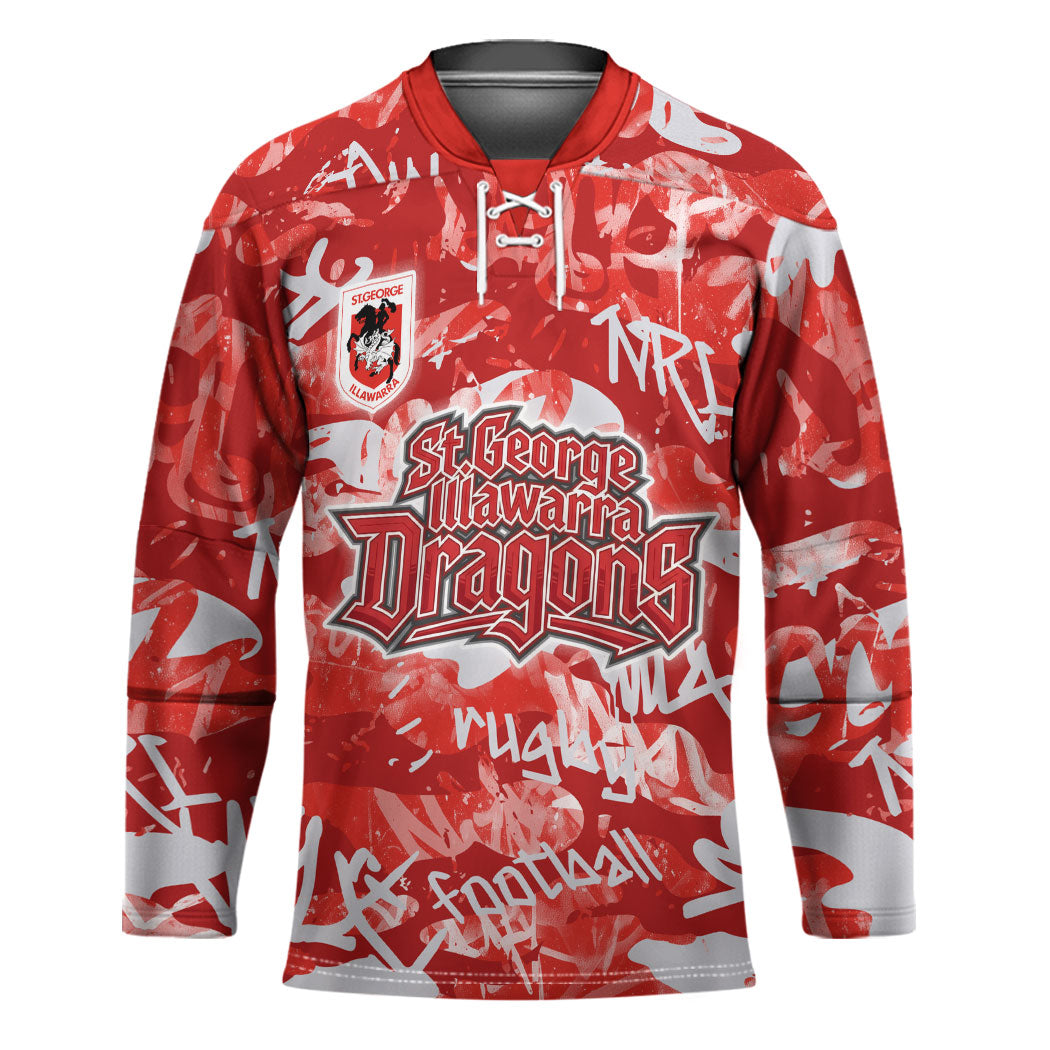 St. George Illawarra Dragons Rugby Hockey Jersey Graffiti Typography Urban Camo Abstract Street Style