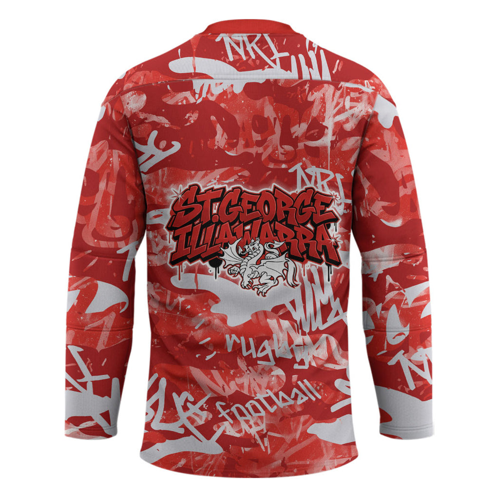 St. George Illawarra Dragons Rugby Hockey Jersey Graffiti Typography Urban Camo Abstract Street Style