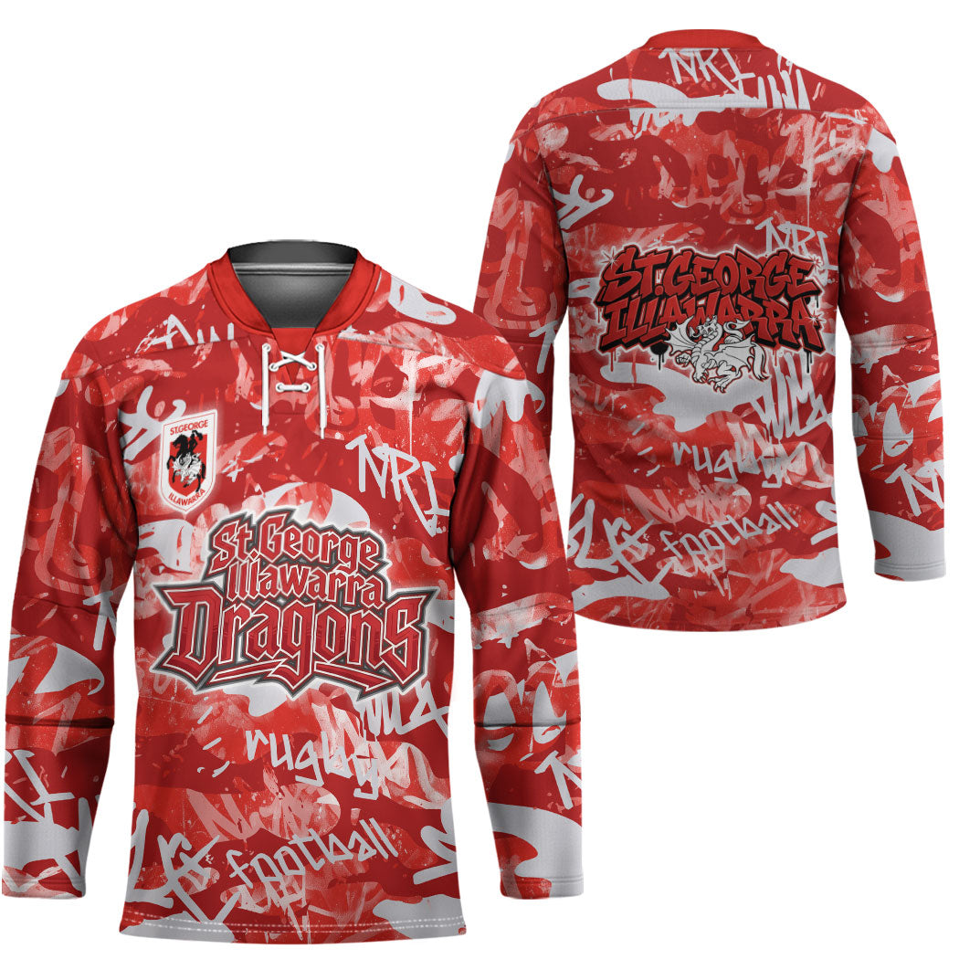 St. George Illawarra Dragons Rugby Hockey Jersey Graffiti Typography Urban Camo Abstract Street Style