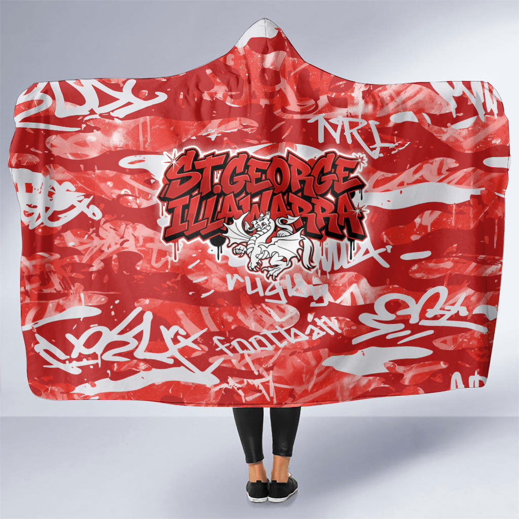 St. George Illawarra Dragons Rugby Hooded Blanket Graffiti Typography Urban Camo Abstract Street Style