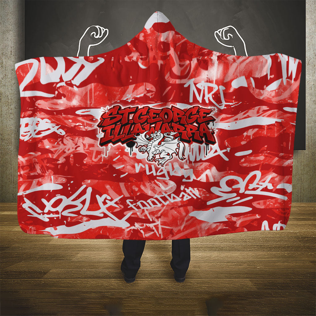 St. George Illawarra Dragons Rugby Hooded Blanket Graffiti Typography Urban Camo Abstract Street Style