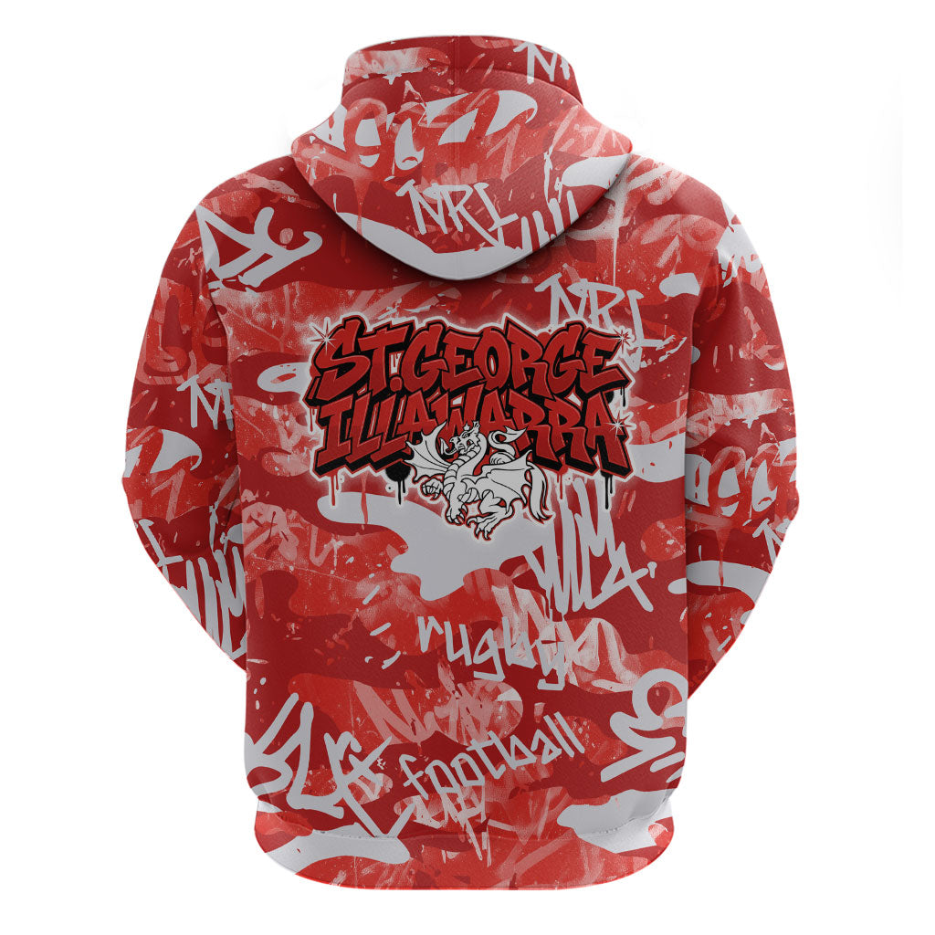 St. George Illawarra Dragons Rugby Hoodie Graffiti Typography Urban Camo Abstract Street Style