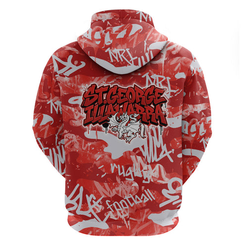 St. George Illawarra Dragons Rugby Hoodie Graffiti Typography Urban Camo Abstract Street Style