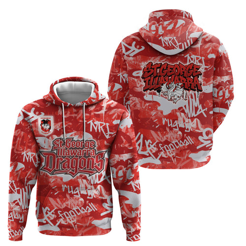 St. George Illawarra Dragons Rugby Hoodie Graffiti Typography Urban Camo Abstract Street Style