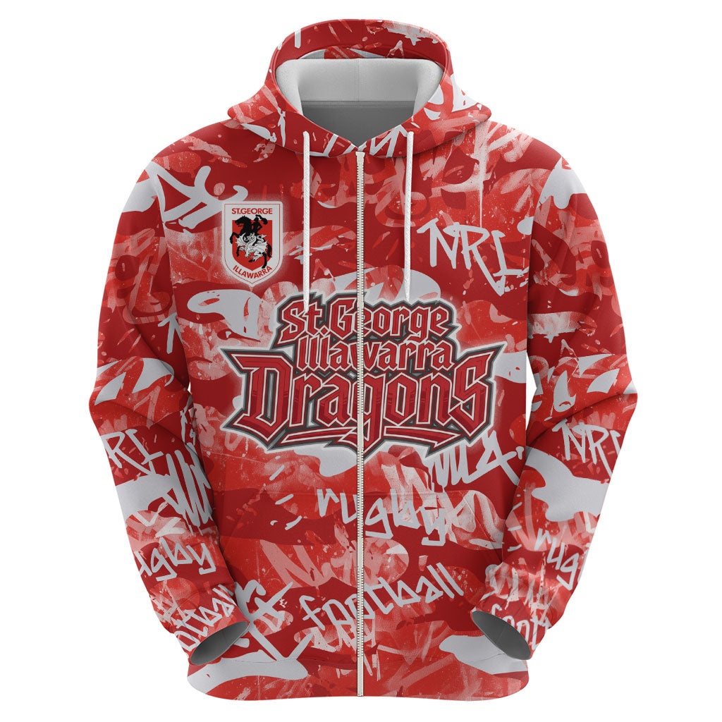 St. George Illawarra Dragons Rugby Hoodie Graffiti Typography Urban Camo Abstract Street Style