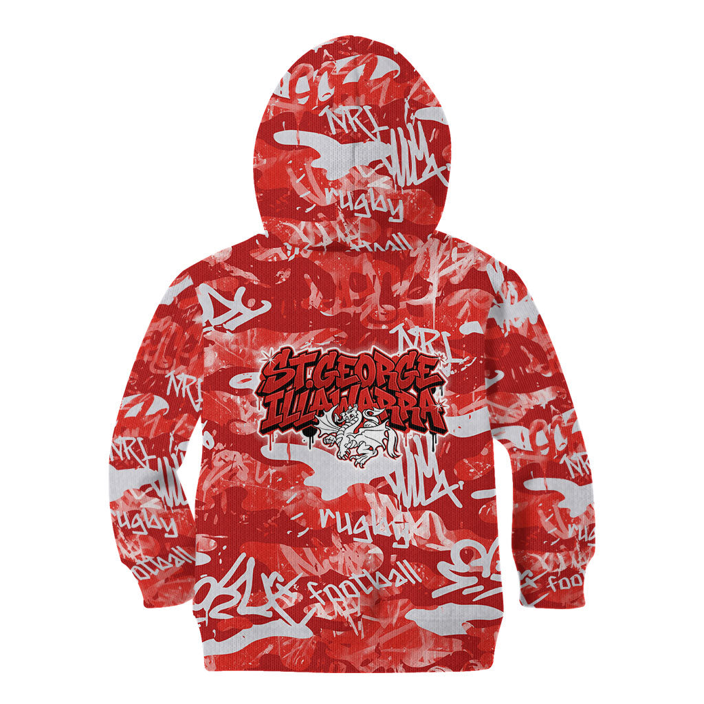 St. George Illawarra Dragons Rugby Kid Hoodie Graffiti Typography Urban Camo Abstract Street Style
