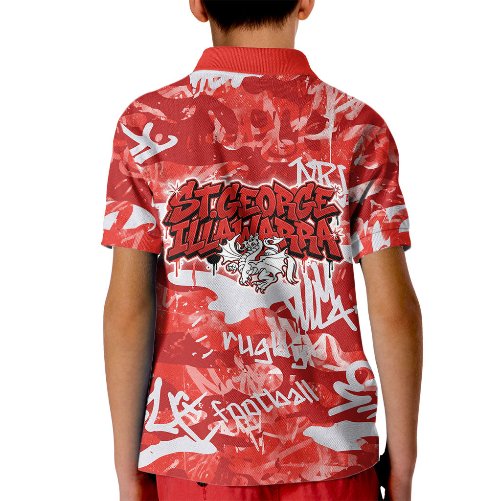 St. George Illawarra Dragons Rugby Kid Polo Shirt Graffiti Typography Urban Camo Abstract Street Style
