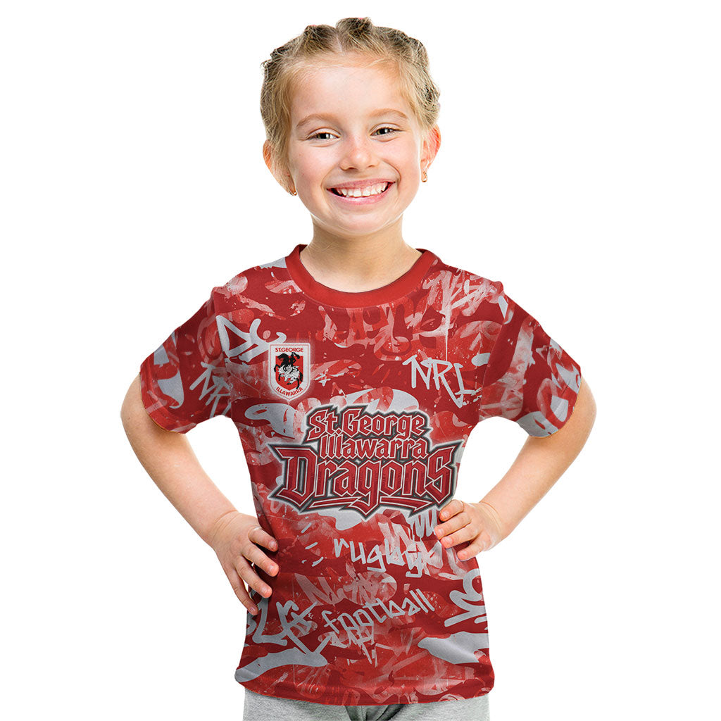 St. George Illawarra Dragons Rugby Kid T Shirt Graffiti Typography Urban Camo Abstract Street Style