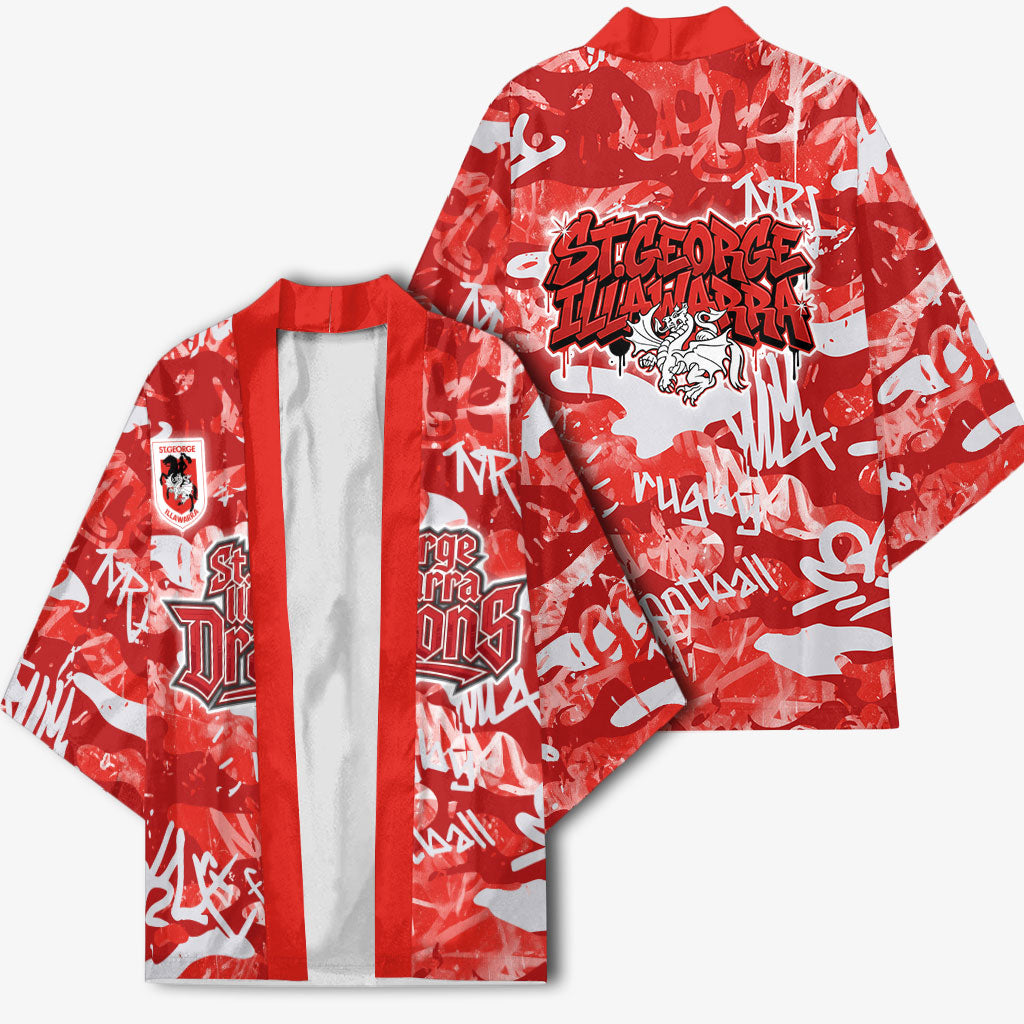 St. George Illawarra Dragons Rugby Kimono Graffiti Typography Urban Camo Abstract Street Style