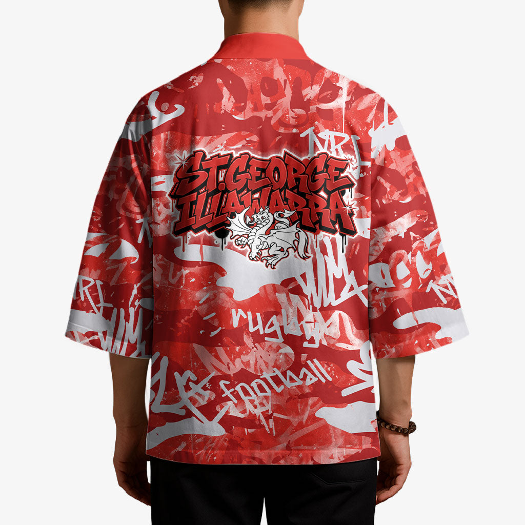 St. George Illawarra Dragons Rugby Kimono Graffiti Typography Urban Camo Abstract Street Style