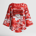 St. George Illawarra Dragons Rugby Kimono Sleeve Blouse Graffiti Typography Urban Camo Abstract Street Style