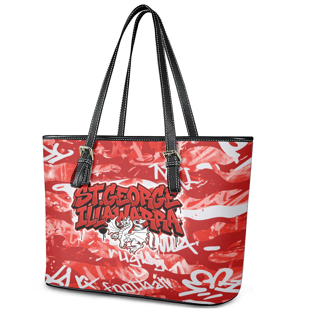 St. George Illawarra Dragons Rugby Leather Tote Bag Graffiti Typography Urban Camo Abstract Street Style