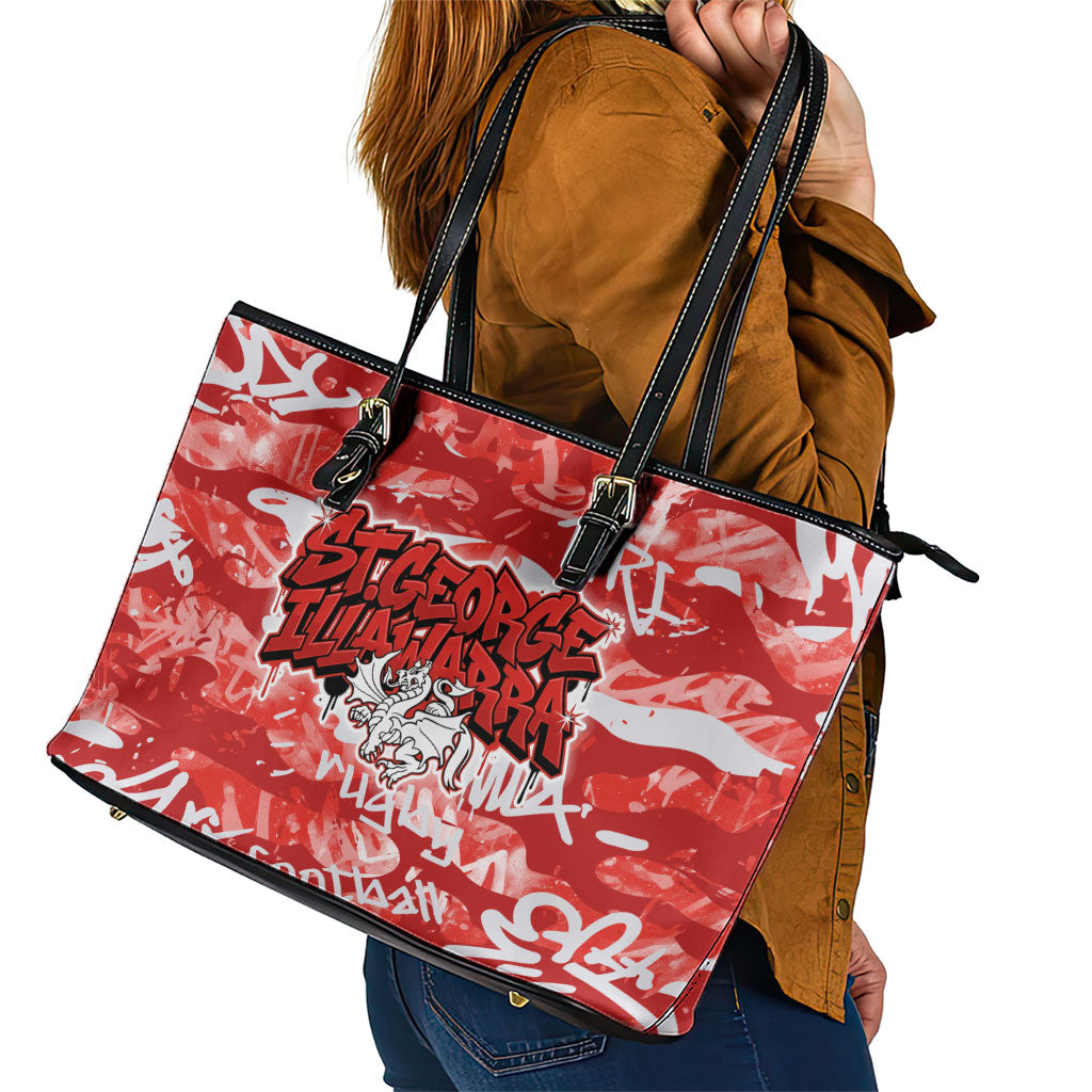 St. George Illawarra Dragons Rugby Leather Tote Bag Graffiti Typography Urban Camo Abstract Street Style