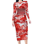 St. George Illawarra Dragons Rugby Long Sleeve Bodycon Dress Graffiti Typography Urban Camo Abstract Street Style