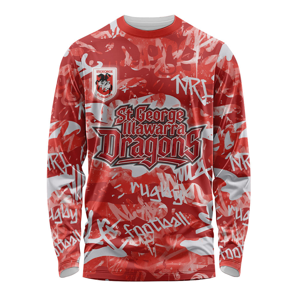 St. George Illawarra Dragons Rugby Long Sleeve Shirt Graffiti Typography Urban Camo Abstract Street Style