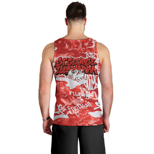 St. George Illawarra Dragons Rugby Men Tank Top Graffiti Typography Urban Camo Abstract Street Style