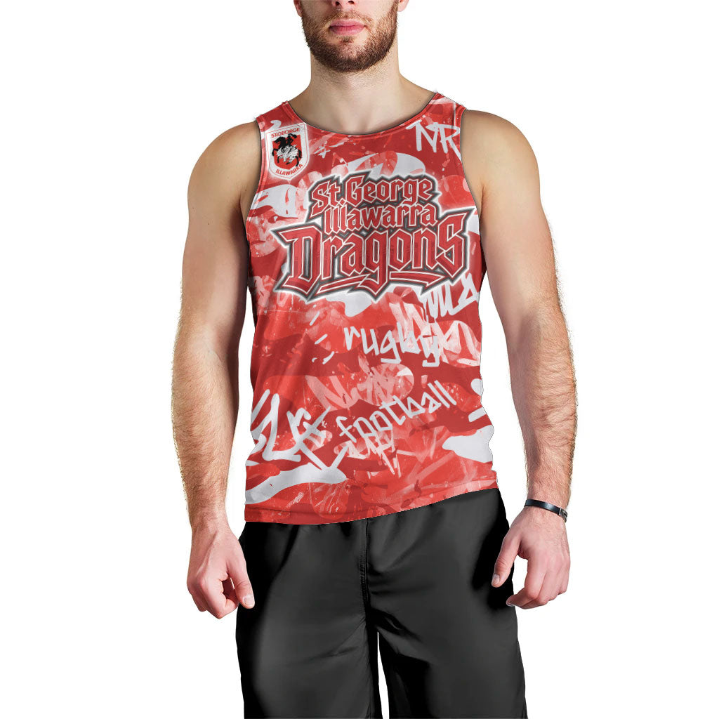 St. George Illawarra Dragons Rugby Men Tank Top Graffiti Typography Urban Camo Abstract Street Style
