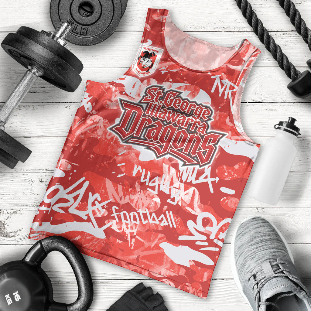 St. George Illawarra Dragons Rugby Men Tank Top Graffiti Typography Urban Camo Abstract Street Style