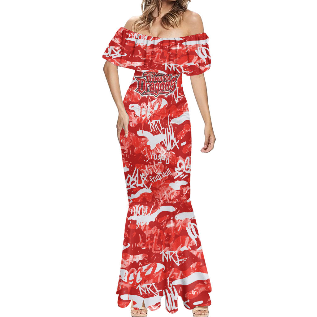 St. George Illawarra Dragons Rugby Mermaid Dress Graffiti Typography Urban Camo Abstract Street Style