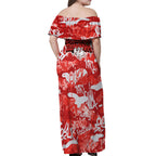 St. George Illawarra Dragons Rugby Off Shoulder Maxi Dress Graffiti Typography Urban Camo Abstract Street Style