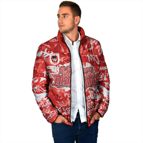 St. George Illawarra Dragons Rugby Padded Jacket Graffiti Typography Urban Camo Abstract Street Style